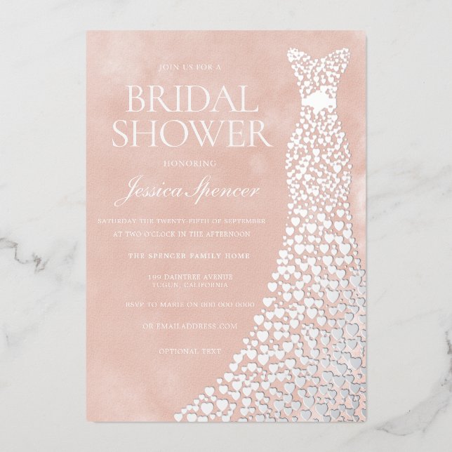 Beautiful Blush Silver Heart Dress Bridal Shower (Front)