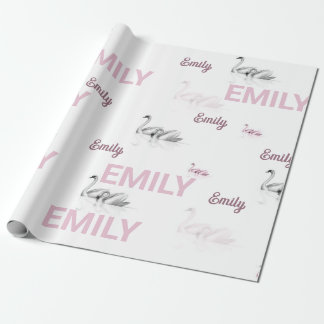 Beautiful Blush Swan Personalikzed Wrapping paper