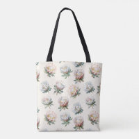 Beautiful blush white king protea flower pattern