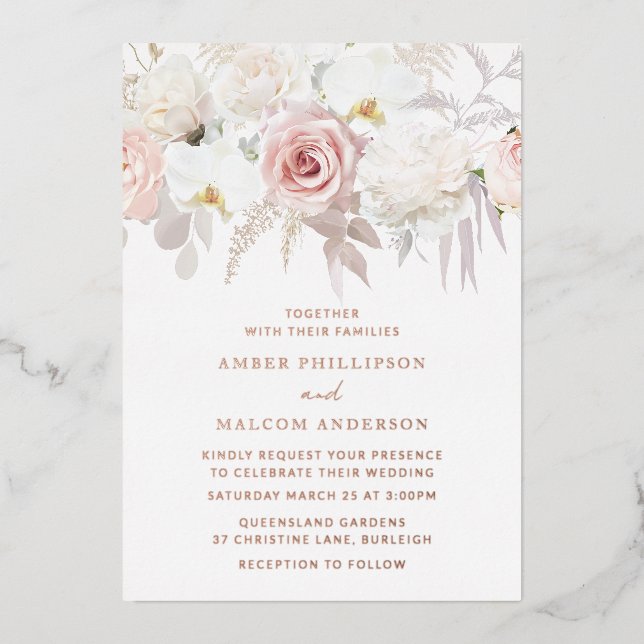 Beautiful Blush & White Wedding Rose Gold (Front)