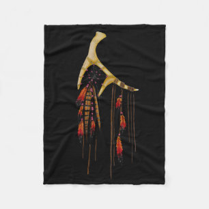 Beautiful Boho Bohemian Deer Antler Dream Catcher Fleece Blanket