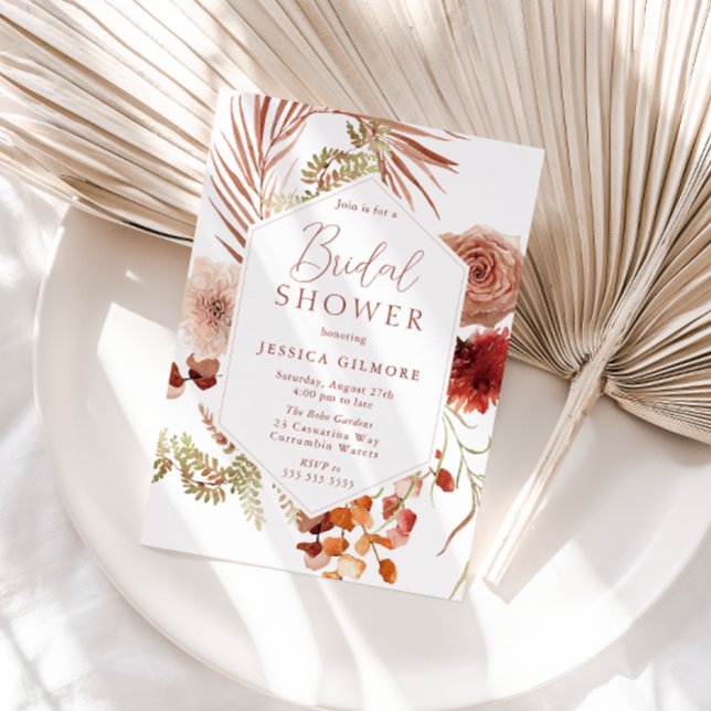 Beautiful Boho Botanical Floral Bridal Shower Invitation (Creator Uploaded)