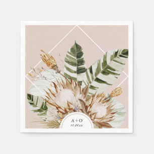 Beautiful Boho Botanical Geometric Frame Wedding Napkin