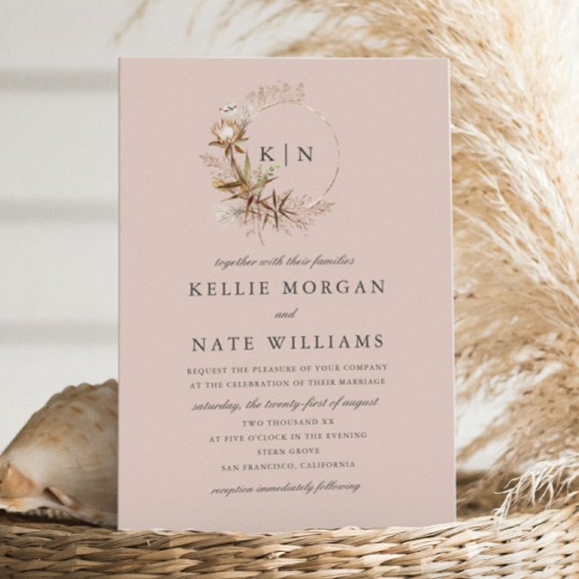 Beautiful Boho Botanical Monogram Wedding Invitation (Creator Uploaded)