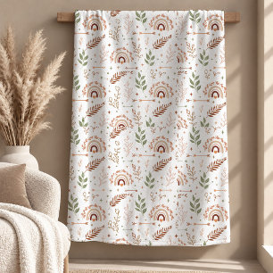 Beautiful Boho Geometric Shapes Earthy Tone Blanke Fleece Blanket