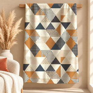 Beautiful Boho Geometric Shapes Earthy Tone Blanke Fleece Blanket