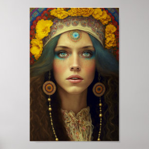 Beautiful Boho Hippie Woman Poster