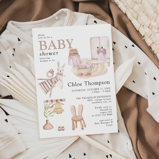 Beautiful Boho Nursery Girl Baby Shower Invitation (Creator Uploaded)