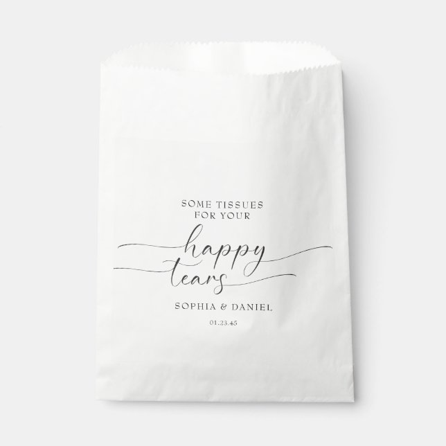Beautiful Boho Personalized Wedding Tissue Pack Favour Bag (Front)