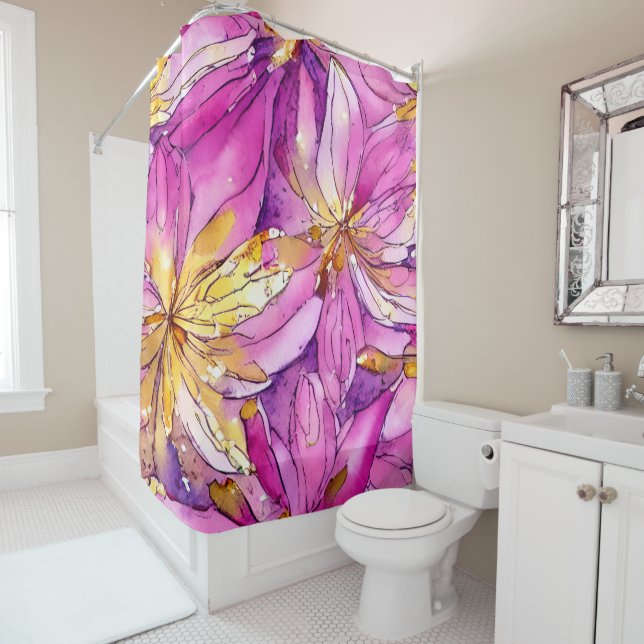 Beautiful Boho Pink and Gold Floral Pattern (In Situ)