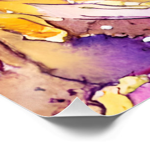 Beautiful Boho Pink and Gold Floral Pattern Poster