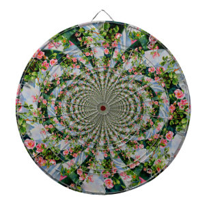 Beautiful boho pink, red roses, watercolor floral dartboard