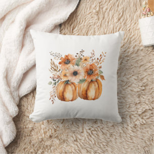 Beautiful boho pumpkin and floral patterns throw pillow