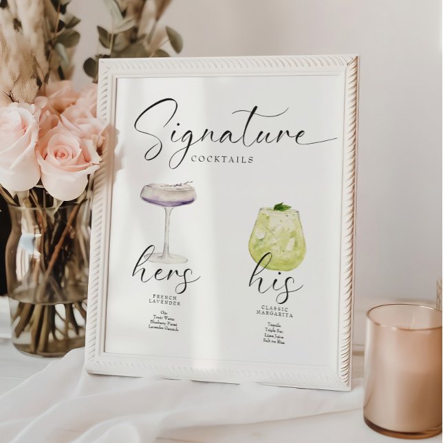 Beautiful Boho Signature Drink Wedding Bar Poster (Creator Uploaded)