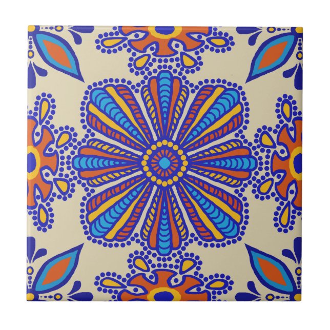 Beautiful Boho Talavera Tile (Front)