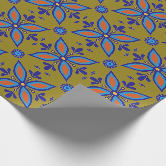 Beautiful Boho Talavera Tile Wrapping Paper (Corner)