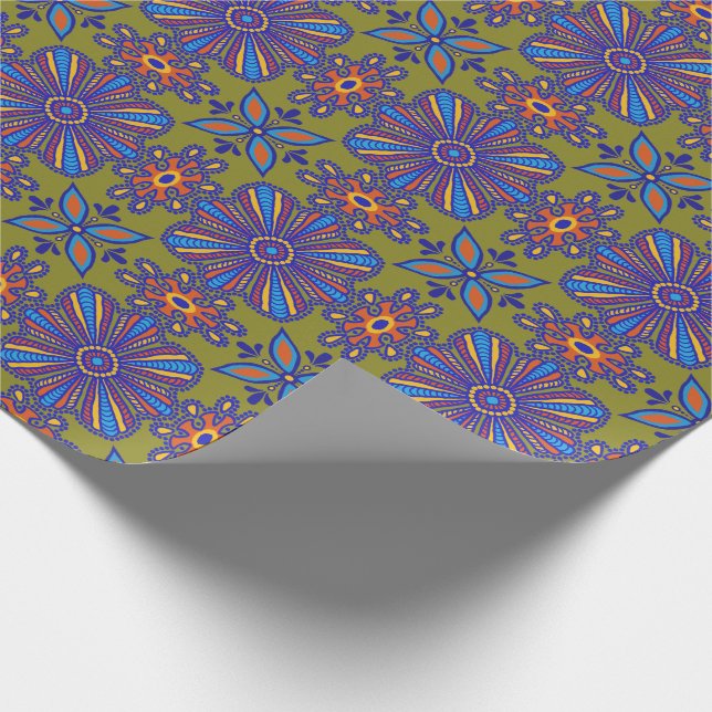 Beautiful Boho Talavera Tile Wrapping Paper (Corner)