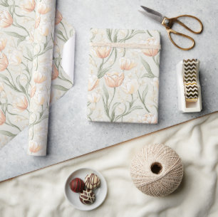 Beautiful Boho Tulip Flower Wrapping Paper