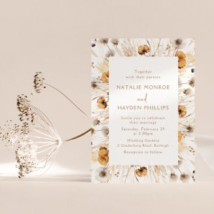 Beautiful Boho Wildflowers Watercolor Wedding Invitation