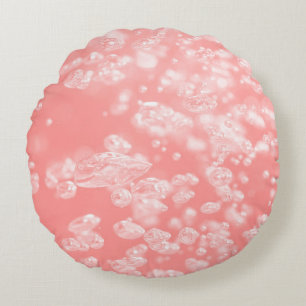 Beautiful bokeh air bubble abstract light pink pas round pillow