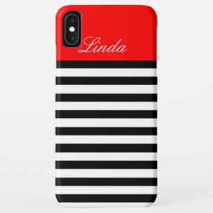 Beautiful Bold Black & White Striped On Chic Red iPhone XS Max Case