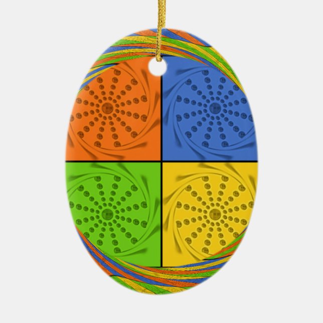 Beautiful Bold Egyptian Pattern: A Dazzling Design Ceramic Ornament (Front)