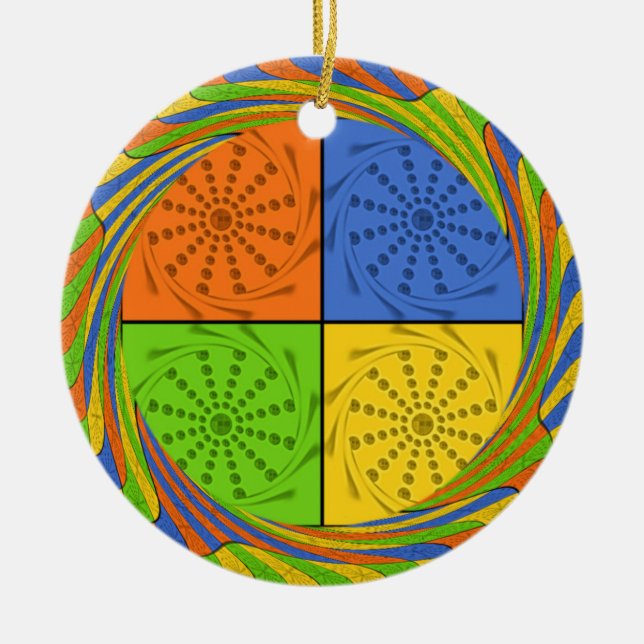 Beautiful Bold Egyptian Pattern: A Dazzling Design Ceramic Ornament (Front)