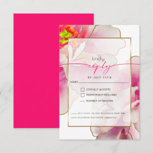 Beautiful Bold Scarlet Peony Meal Choice RSVP Card