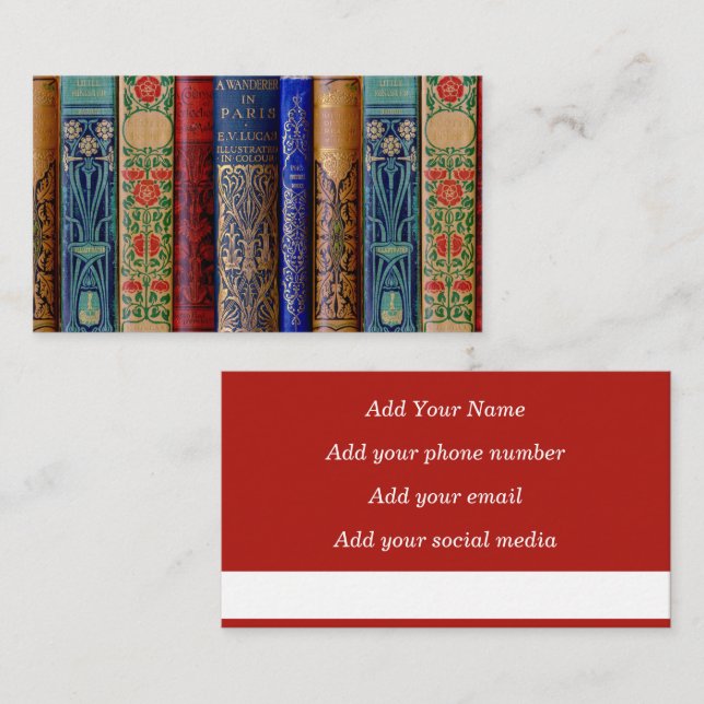 Beautiful Book Spines (Paris) Calling Card (Front/Back)
