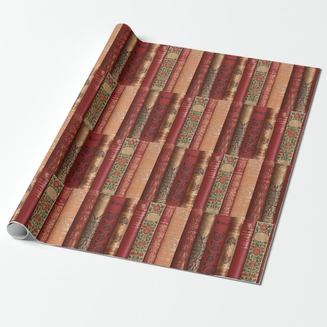Beautiful Book Spines Wrapping Paper (Unrolled)
