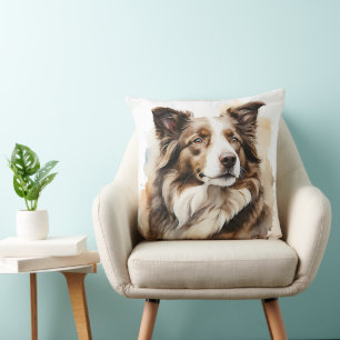 BEAUTIFUL BORDER COLLIE HERDING DOG THROW PILLOW