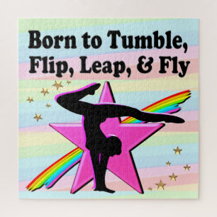 BEAUTIFUL BORN TO TUMBLE GYMNAST DESIGN JIGSAW PUZZLE