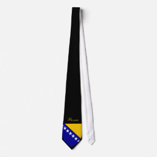 Beautiful Bosnia Herzegovina Flag - Coat Arm Tie