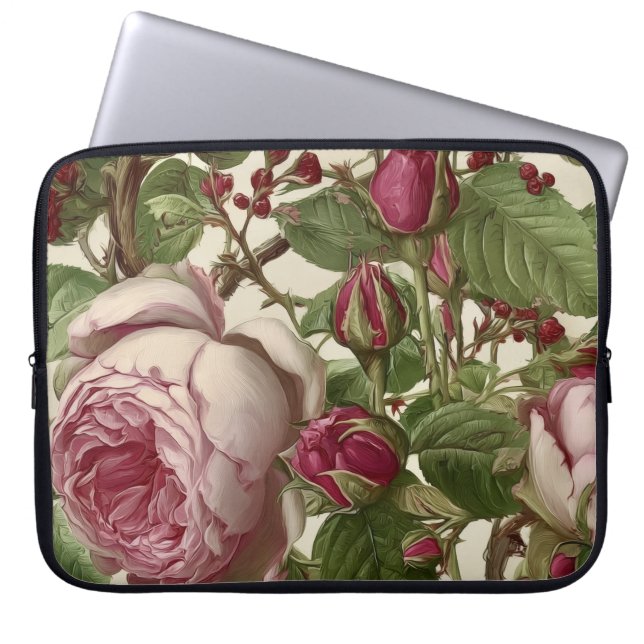 Beautiful Botanical Floral Design Laptop Sleeve (Front)