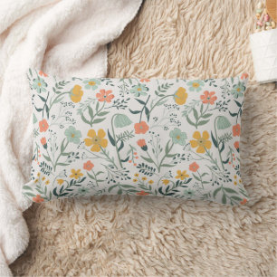 Beautiful Botanical Floral Pattern Lumbar Pillow