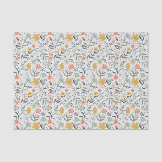 Beautiful Botanical Floral Pattern Tissue Paper (Front)