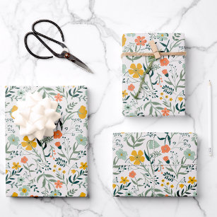 Beautiful Botanical Floral Pattern Wrapping Paper Sheet