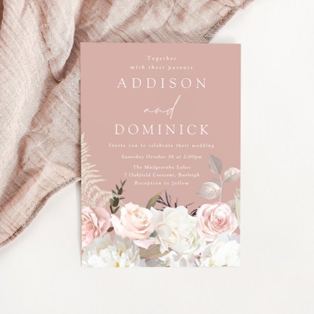 Beautiful Botanical Roses All Seasons Wedding Invitation (Creator Uploaded)