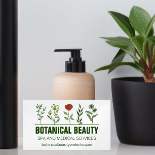 Beautiful Botanical Spa Salon Green Floral Magnetic Business Card