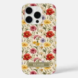 Beautiful Botanical Watercolor Wildflower Name iPhone 16 Pro Case