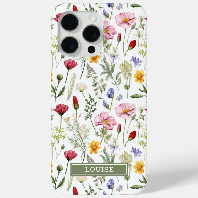 Beautiful Botanical Wildflowers Name Case-Mate iPhone Case (Back)