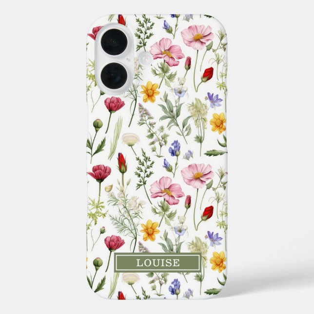 Beautiful Botanical Wildflowers Name Case-Mate iPhone Case (Back)