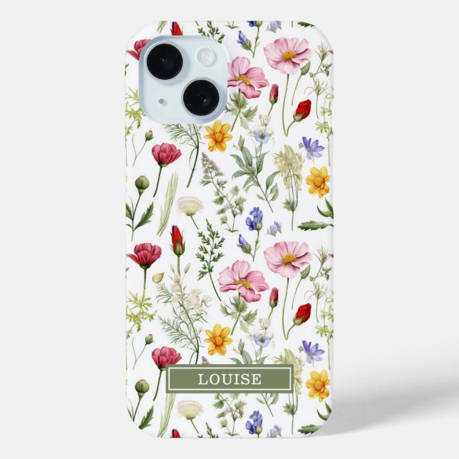 Beautiful Botanical Wildflowers Name  Case-Mate iPhone Case (Back)