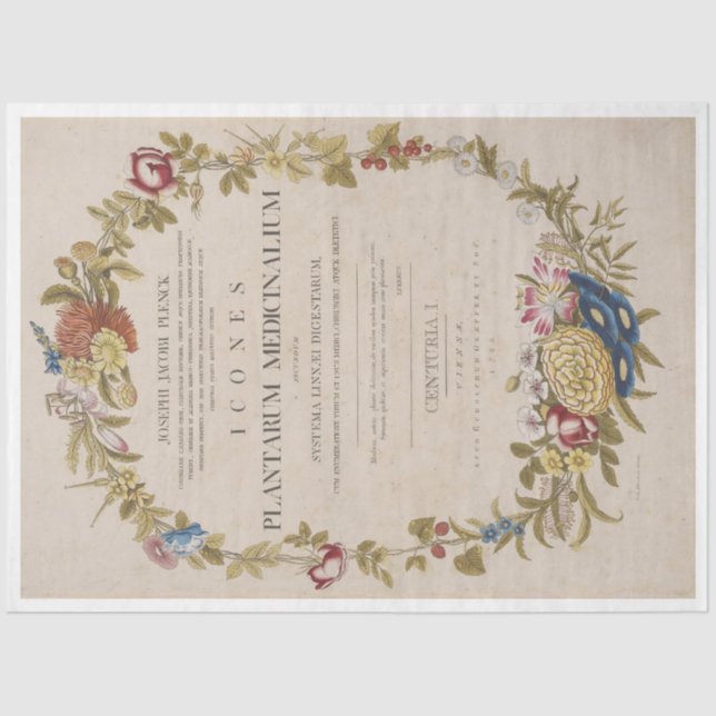 Beautiful botanical wreath with script tissue paper (Front)