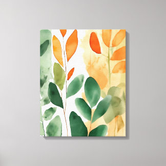 Beautiful Botanicals in Green & Orange, Canvas Art