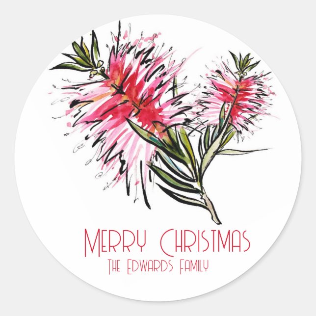 Beautiful Bottlebrush Christmas Gift Stickers (Front)