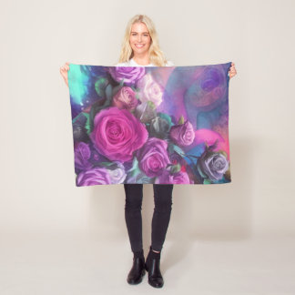 Beautiful bouquet of roses  fleece blanket
