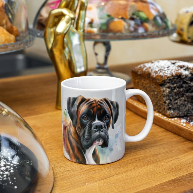 Beautiful Boxer Dog in Watercolor Coffee Mug (Creator Uploaded)