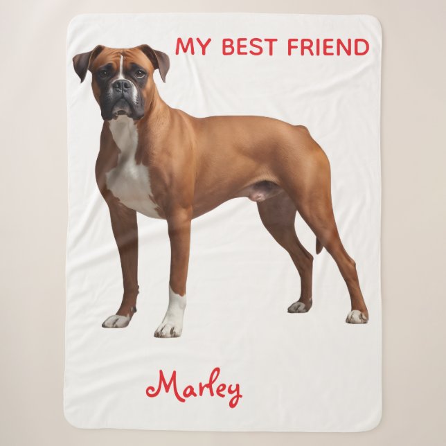 Beautiful Boxer Personalized Sherpa Blanket (Front)