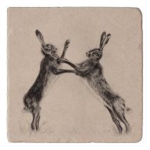 Beautiful Boxing Hares Trivet